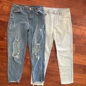 Wild Fable Mom Jeans Lot (x2) size 8 High Rise light wash med wash distressed